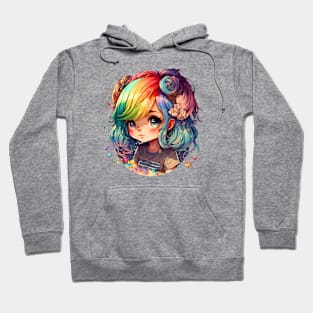 Rainbow cute girl cartoon style Hoodie